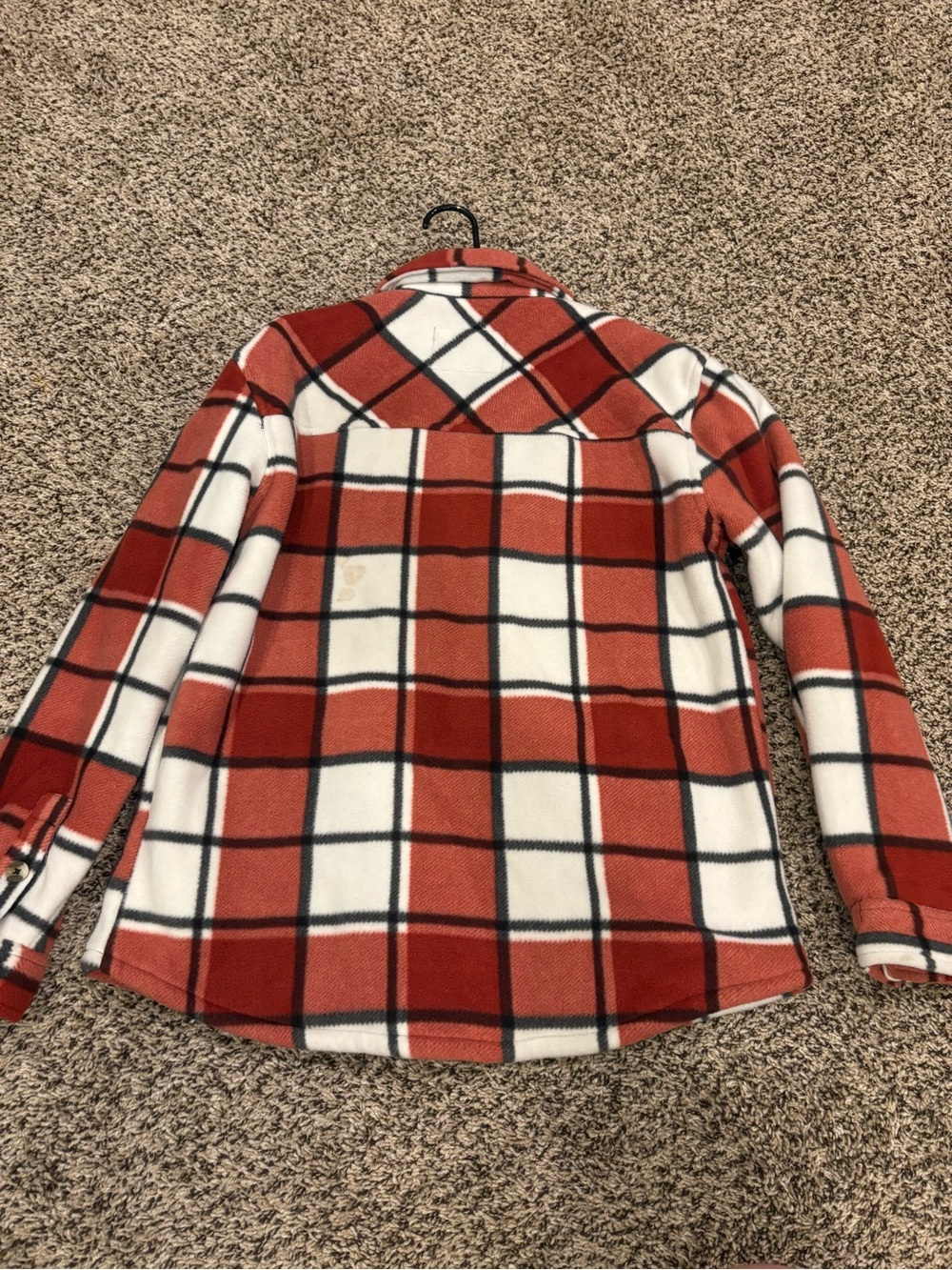 Red Plaid Utility Shacket Jacket with Button Front - Picture 4 of 4